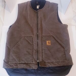 Carhartt Brown Canvas Vest with Logo Patch